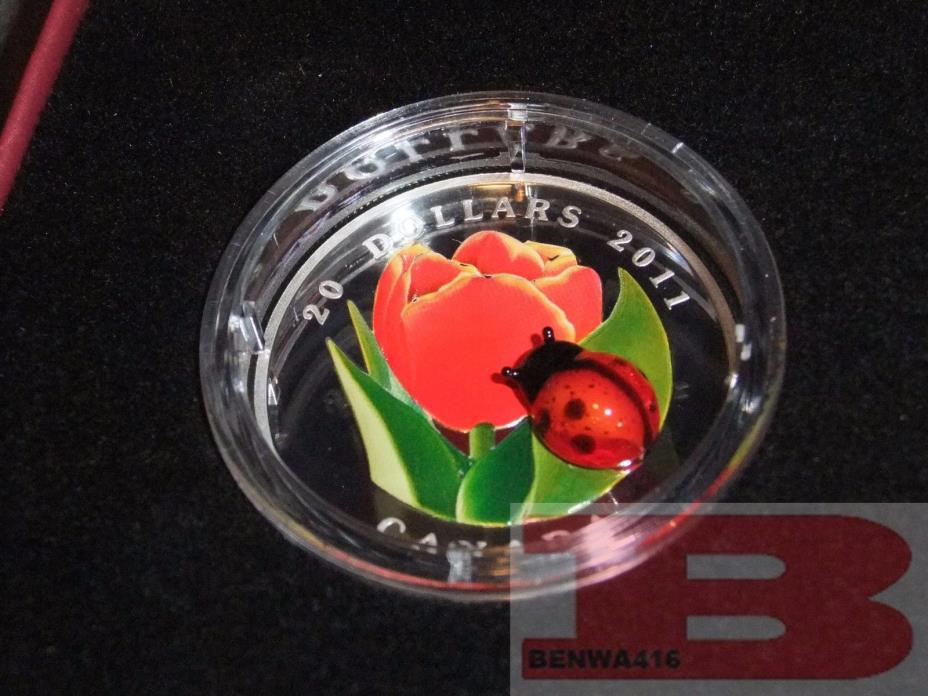 2011 Canadian Mint $20 Fine Silver Coin - Tulip with Ladybug