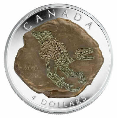 2010 Canada $4 Fine Silver Coin - Dromaeosaurus