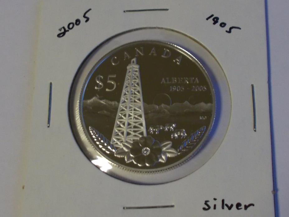 2005 CANADA ALBERTA CENTENNIAL SPECIAL EDITION SILVER $5 DOLLAR WITH COA