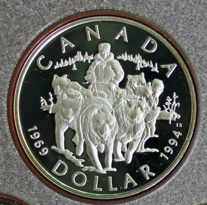 1994 Canada LTD Ed Proof 7 Coin Double Dollar Set Dogsled Silver $ Red Cover COA