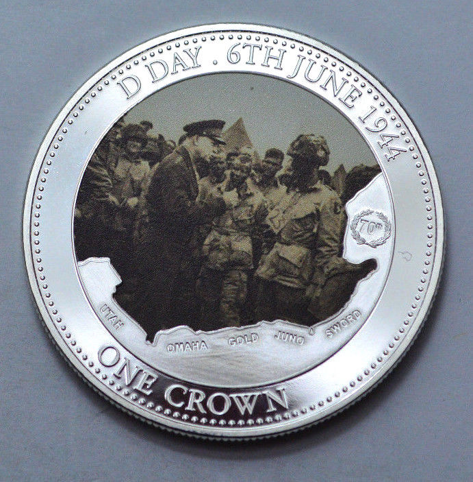 RARE 2014 One Crown D-Day 6th June 1944 70th Ann. TDC Mint Silver-Plated!