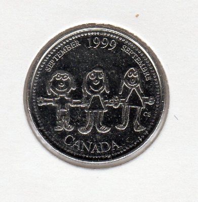 1999 Canada 25 Cents Nickel Coin Through a Child's Eye Uncirculated from Roll
