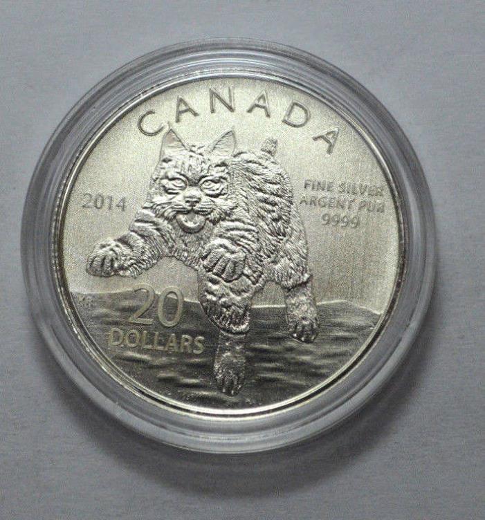 SCARCE 2014 Canada $20 Fine Silver Commemorative Coin - BOBCAT !!!!
