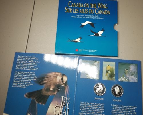 1995 Birds of Canada TWO (2) Sterling Silver Coin Set Gray Jay & Ptarmigan