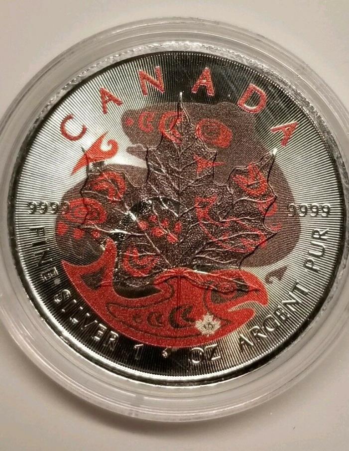 Canada 2017 5$ Maple Leaf 1 oz 9999 Silver Bear&Salmon Precious Bullion Coin