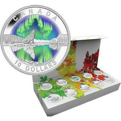 2014 O Canada Series - 10 coin set .9999 Pure Silver with Northern Lights Coin