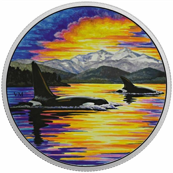 2017 Animals in the Moonlight: Orcas - Canada $30 Fine Silver Coin