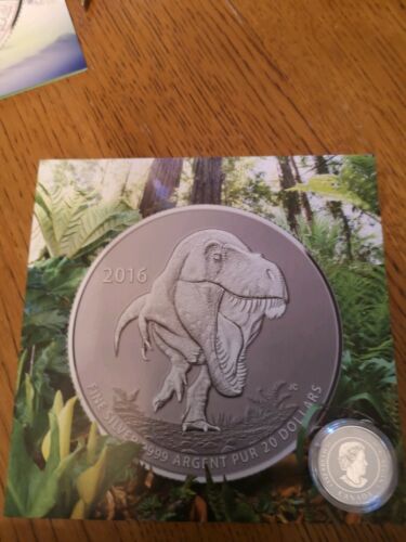 2016 Tyrannosaurus $20 Pure Silver Coin .9999 Fine +COA