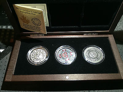 2015 -  $25 Fine Silver 3 Coins Set Singing Moon Mask Canada Ultra-High Relief