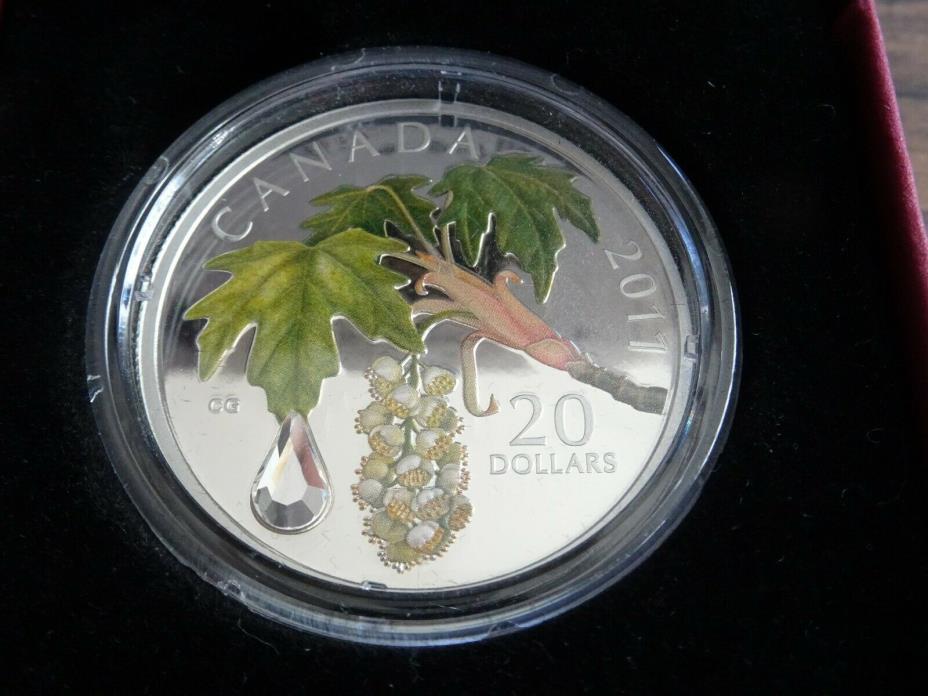 2011 Canada $20 Fine Silver Maple Leaf Crystal Raindrop