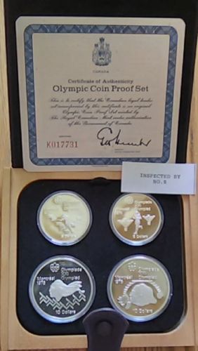 1976 Proof Silver Canadian Montreal Olympic Games Set -4 Coin Set. (No Taxes)