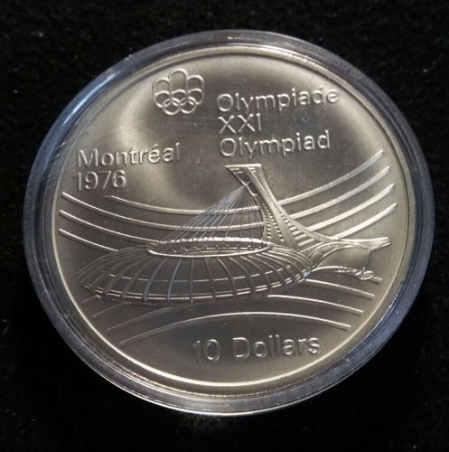 Canada 1976 Montreal Olympic $10 Dollar Silver Coin UNC BU 1.44 ASW Nice Coin