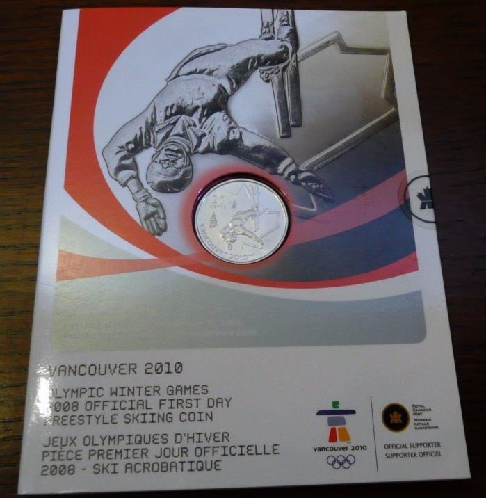 Canada Vancouver 2010 Olympics- 2008 Freestyle 25c Coin- First Day