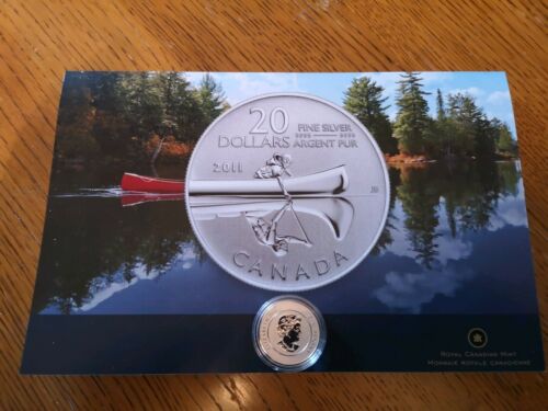 2011 Canoe $20 Pure Silver Coin .9999 Fine +COA