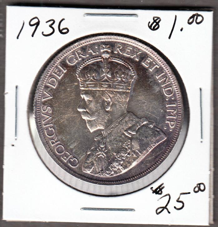 1936 Canada - $1.00 Silver Dollar - Very Fine - George V - AH69 - Polished