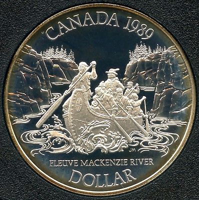 1989 Canada Proof Silver Dollar Coin (Mackenzie River 200th) 23.33 Grams .500