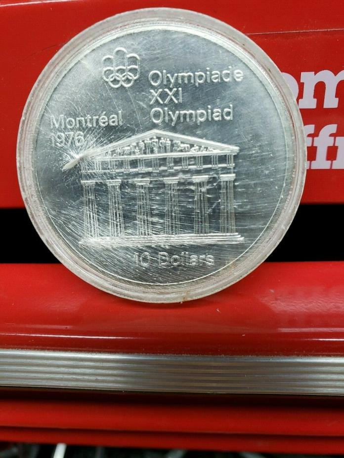 Canada 10 Dollars 1974 Silver coin Proof Temple of Zeus - Montreal Olympics 1976