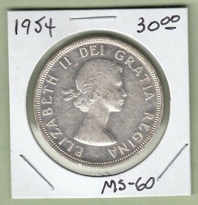 1954 Canadian One Silver Dollar Coin - MS-60
