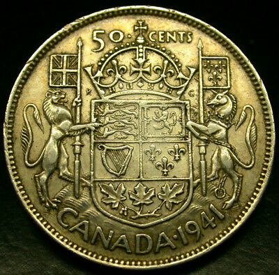 1941CANADA SILVER 50 Cents ULTRA GORGEOUS SILVER WW2 Half Dollar HISTORIC GEM