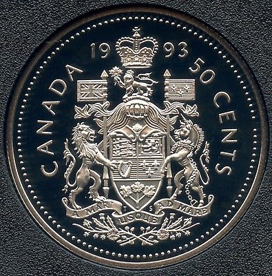 1993 Canada Proof Frosted 50 Cent Coin