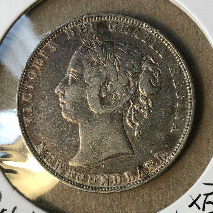 1900 Canada Newfoundlands 50 Cents Queen Victoria Silver Coin XF- Condition