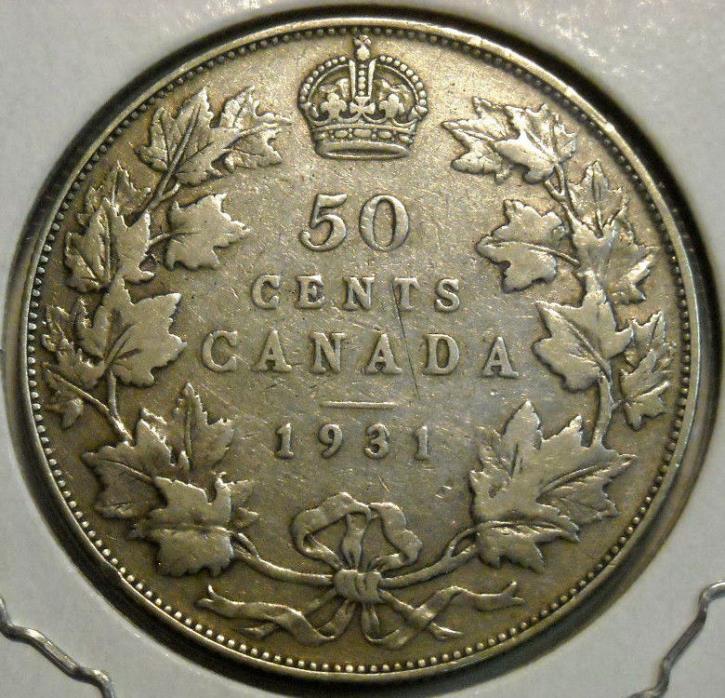1931 CANADA 50 CENTS HALF DOLLAR LOW MINTAGE