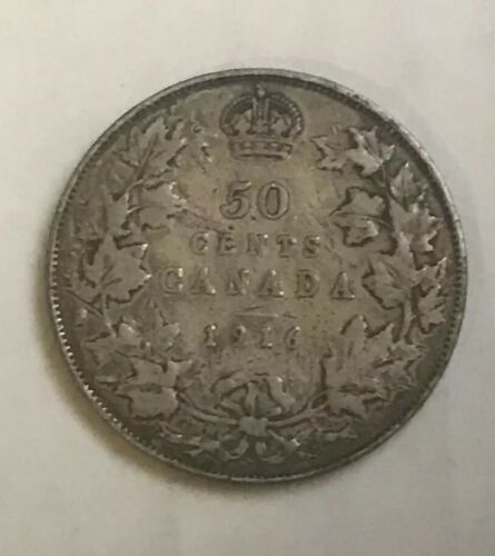1916 CANADA  50 Cent Silver Half Dollar