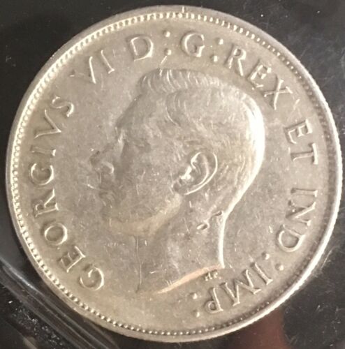 Canada 1945 - 50 Cents Silver Coin - King George VI - WWII mintage
