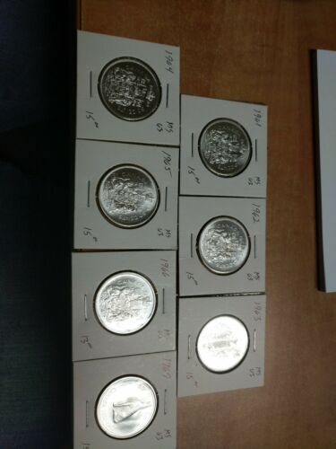 CANADA SILVER 1961-1967 BU 50 CENT COINS  SET OF 7