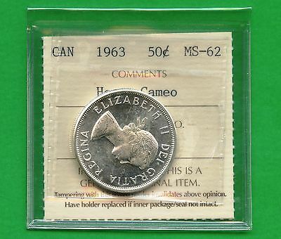 1963 Canada Silver 50 Cents Graded ICCS MS62 Certification # PV 491 Heavy Cameo
