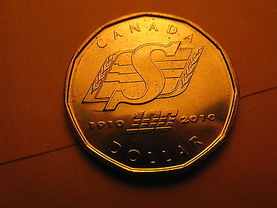 Canada 2010 $1 Coin Saskatchewan Roughriders Rare BU Coin.