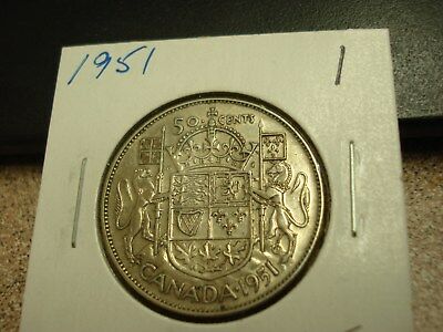 1951 - Canada - 50 cent coin - silver Canadian half dollar