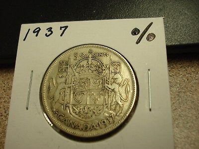 1937 - Canada - 50 cent coin - silver Canadian half dollar