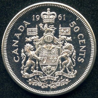 1961 Canada Proof Like 50 Cent Silver Coin (11.66 Grams .800)