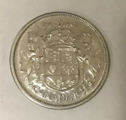 1958 Canada 50 Cent Half Dollar Coin - 80% Silver