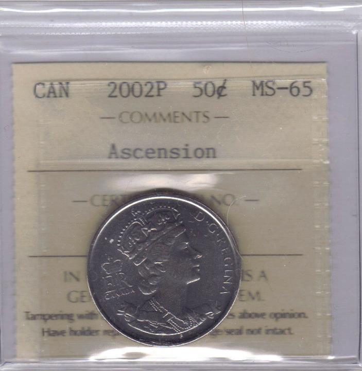 **2002P** Canadian 50 Cents - ICCS MS-65 (Ascension)