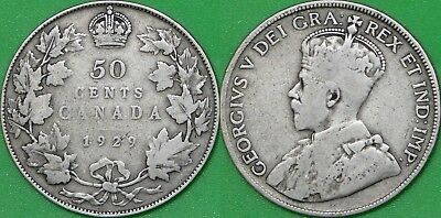 1929 Canada Silver Half Dollar Graded as Very Good