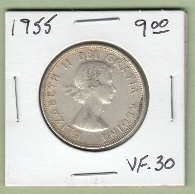 1955 Canadian 50 Cents Silver Coin - VF-30