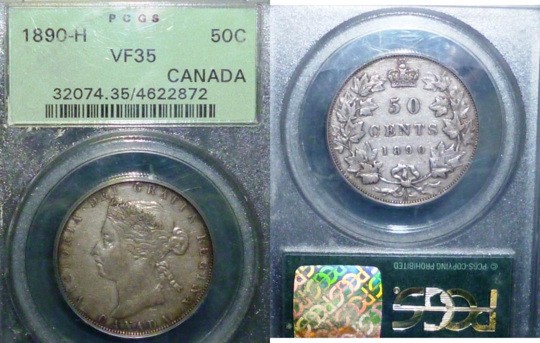 VERY SCARCE 1890 H Canada 50 Cents PCGS 35