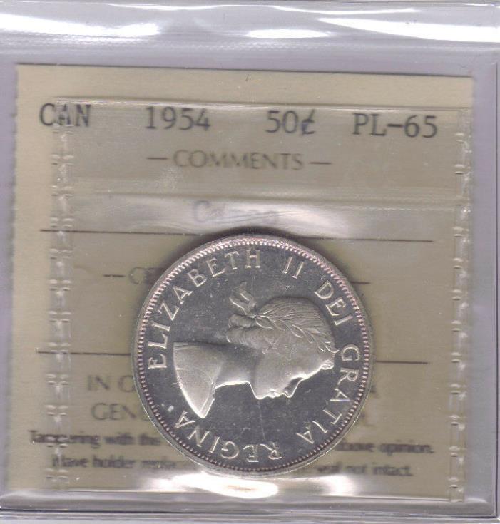 **1954** Canadian 50 Cents - ICCS PL65 Cameo