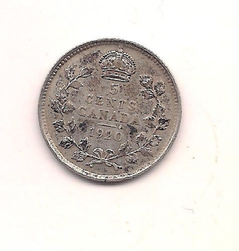 1920 Canada Silver 5¢ Nickel 5 cents