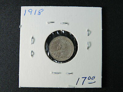 1918 5 Cent Coin Canada King George V Five Cents .925 Silver F Grade