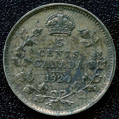 1920 Canada 5 Cent Silver Coin (1.17 Grams .800 Silver)