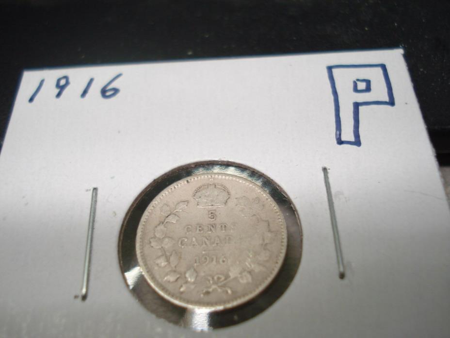 1916 - Canadian Silver nickel - 5 cent coin