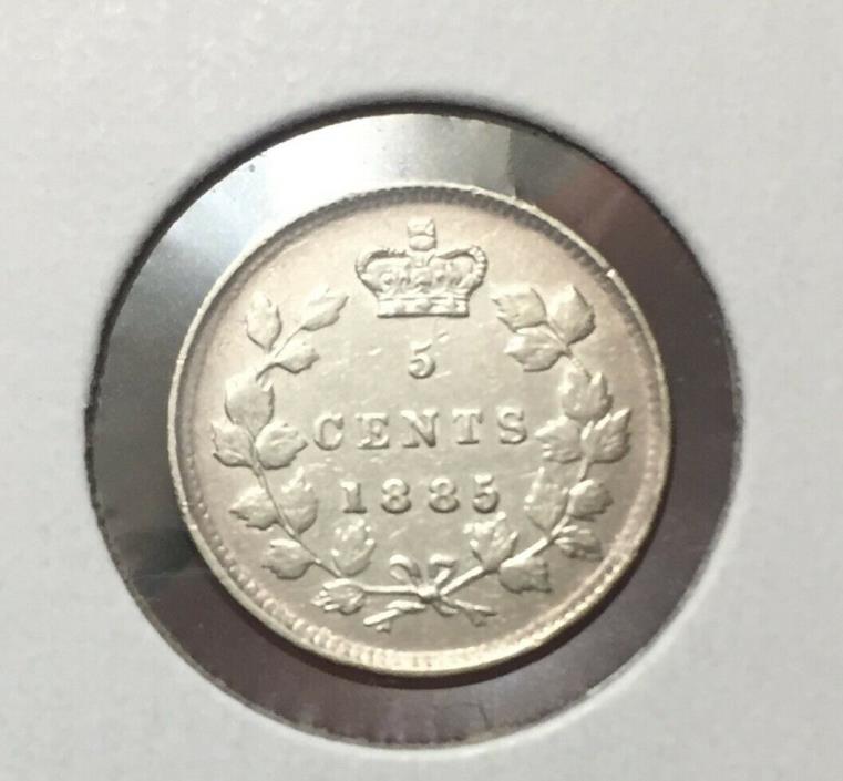 Canada 5 cents 1885 Small Repunched 5/5 Type 2 EF-Au
