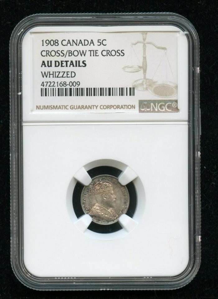 1908 Canada 5 Cents Cross Bow Tie Cross NGC Graded AU Details
