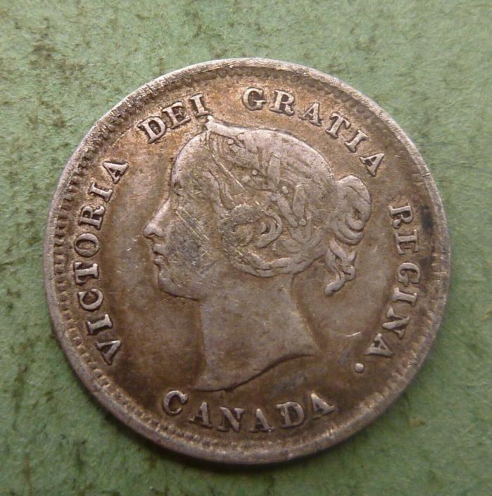 1889 Canada Small Five 5 Cents 925 Sterling Silver Canadian   # CN5-2