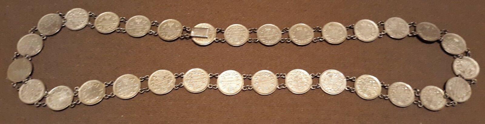 VINTAGE SILVER 1882-1908 CANADIAN 5 CENT 31 COINS GRANDMA'S NECKLACE