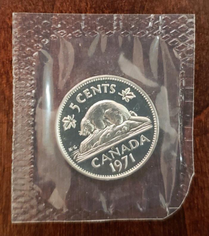 1971 Canada 5 Cents - Proof-Like Mint Sealed UNC - MS-65