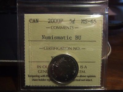 MULE CANADA FIVE 5 CENTS 2000 P ICCS MS-65,  NUMISMATIC BU, PROOF LIKE !!!!!